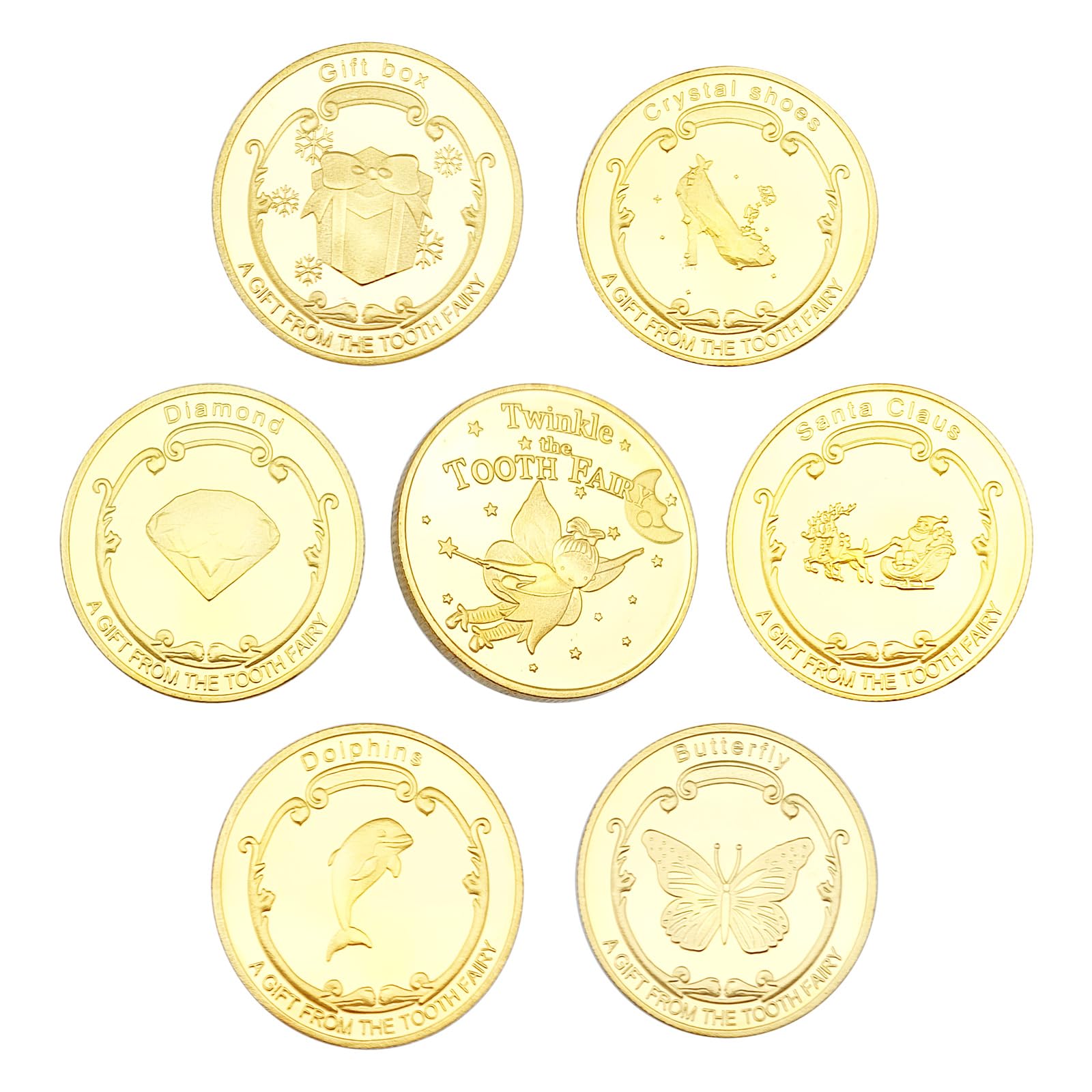 Photo 1 of Tooth Fairy Coin, Reward Commemorative Coins for Lost Tooth Kids (Tooth Fairy Gifts for Girls - 6PCS)