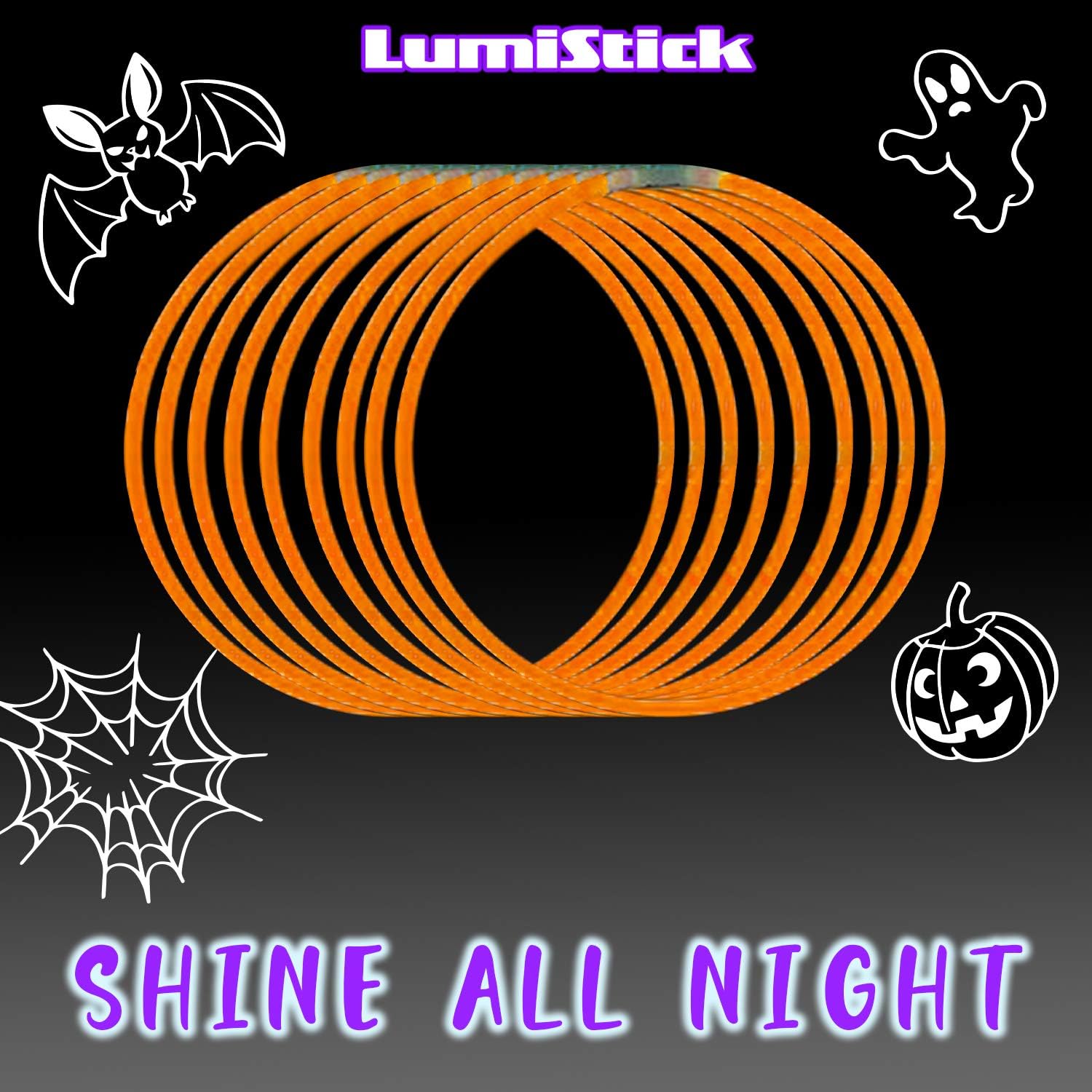 Lumistick 22 Inch Glow Stick Necklaces | Non-Toxic & Kids Safe Light Up Neckwear | Bendable Sticks with Connectors | Glows in The Dark Night Party Favor (Orange, 50 Necklaces): Toys & Games