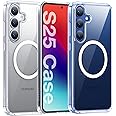 TORRAS Magnetic Shockproof for Samsung Galaxy S25 Case, [Fit for MagSafe] [Never Yellowing] [4X Military Grade Rugged Durable Protection] Hard Back Slim Clear Case for Samsung S25 Case, Diamond Clear