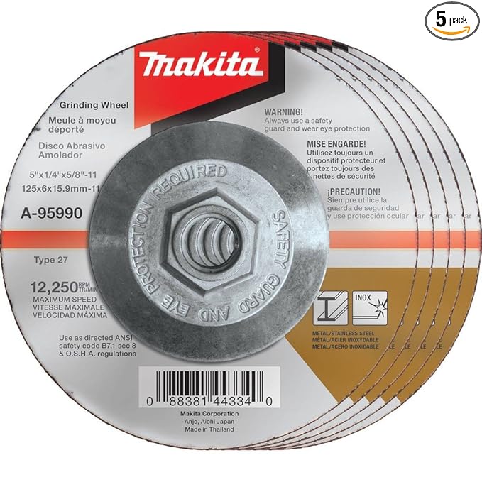 Makita A-95990-5 36 Grit Hubbed INOX Grinding Wheel (Pack of 5), 5