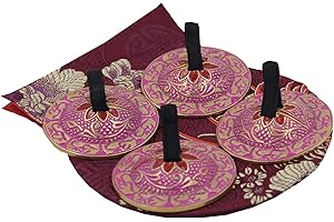 LUNGTA IMPORTS 2 Pairs OM Pro Brass Fingers Cymbal Zills Belly Dancing Free Silk Pouch (Pink)