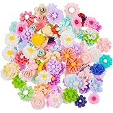 100PCS Mini Resin Charms Flowers for Craft Cabochons Flatback Flower Beads Charms Mixed Colors Embellishment Tiny Flowers for Jewelry Making DIY Cardmaking Scrapbooking Decor Phone Hair Accessories