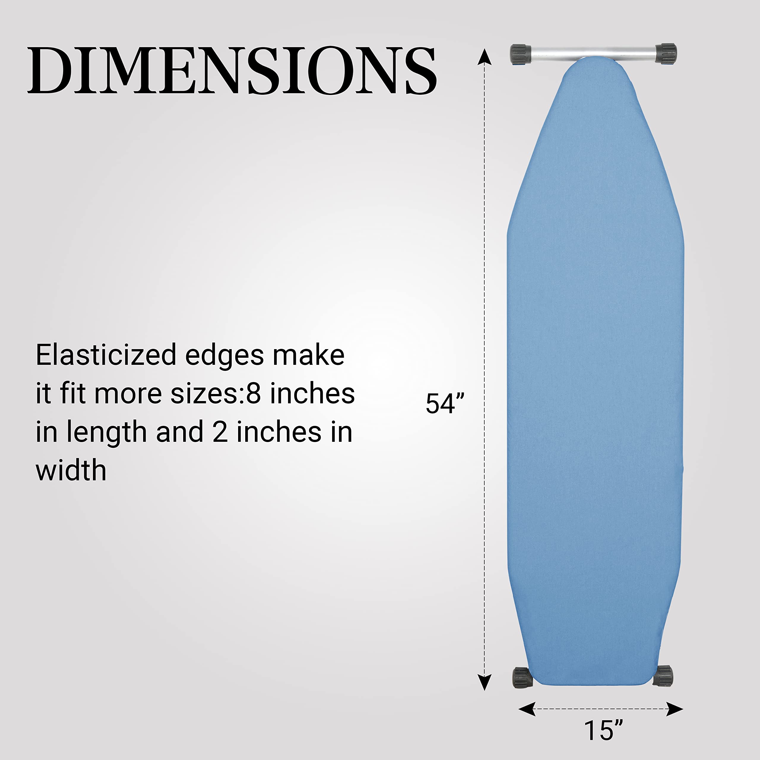 Ironing Board Cover and Pad | 100% Cotton Cover with Padding Standard Size with Aluminum Coating | Heat-Reflective Ironing Board with Elastic Edges Set | 54