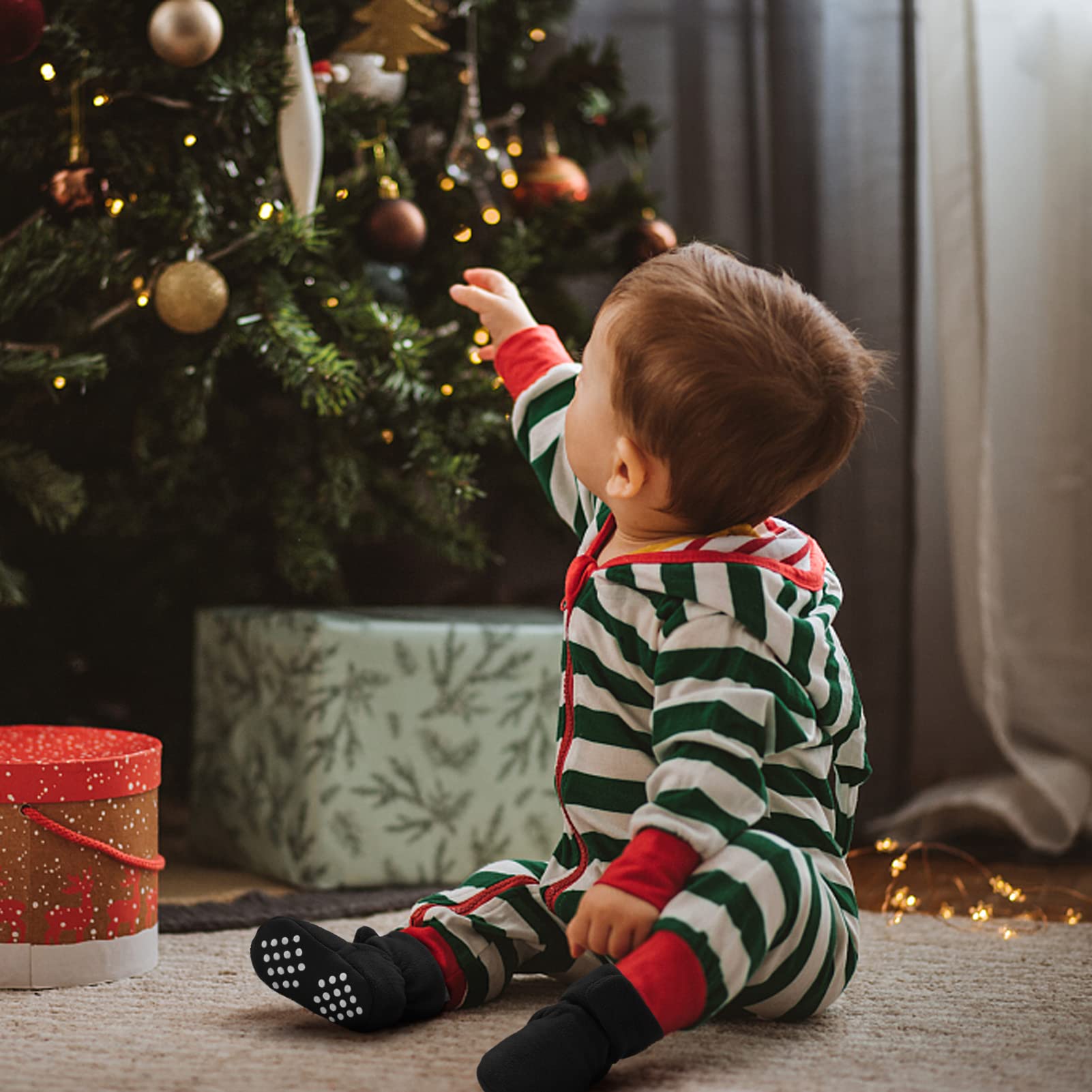 Baby Fleece Booties Newborn Unisex Booties Non-Slip Newborn Infant First Walkers Warm Shoes House Slippers for Baby Boys & Baby Girls Toddlers