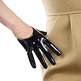 DooWay Fashion Short Leather Gloves for Women Costume Wet Look Faux Patent PU Driving Dress Gloves