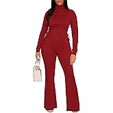 CLOCOR Womens 2 Piece Outfits Sweatsuits - Tracksuit Set Long Sleeve Crop Top & Drawstring Wide Leg Pants with Pockets