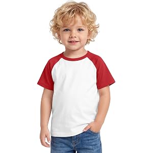 Yooo's Vivi Baby Boys Baseball Shirts | 1-6T, Kids, Raglan Short Sleeve, Tee, Toddler Tops, Crew Neck, Basic, Casual, Summer,