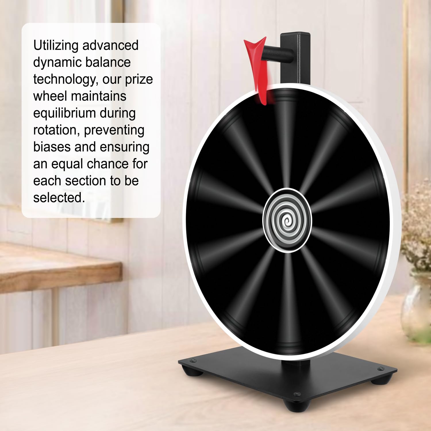 Pionites 12 Inch 10 Slots Prize Wheel Tabletop or Wall Mount Fortune Spin with Dry Erase Marker and Eraser for Engaging Home Parties, Trade Show, Carnival Events (12'' Black) - view 4