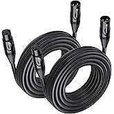 Cable Matters 2-Pack Premium XLR to XLR Cables - 25ft, Male to Female Microphone Cable, Oxygen-Free Copper (OFC) Mic Cord, Black