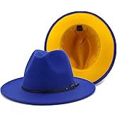 Gossifan Wide Brim Fedora Felt Panama Hat with Belt Buckle