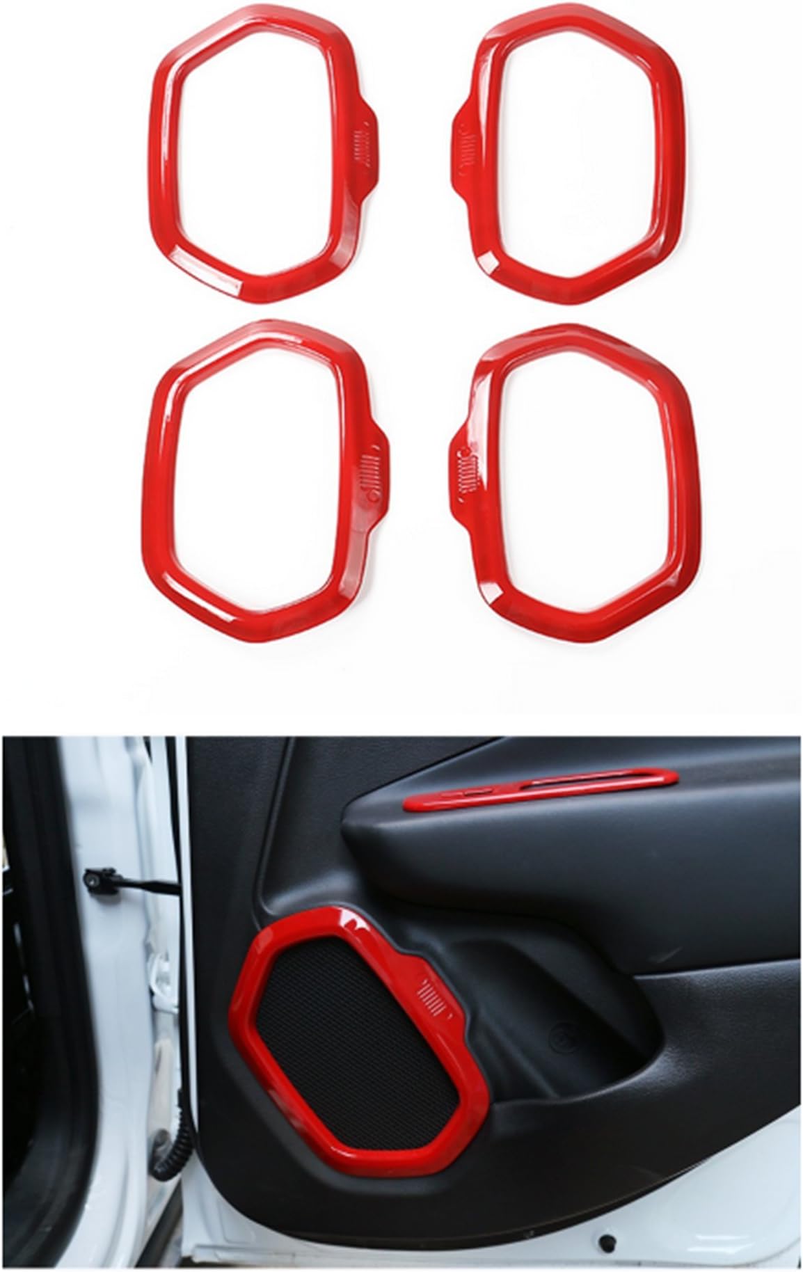 Dwindish Red ABS Interior Car Door Sound Speaker Audio Ring Cover Trim for Jeep Renegade 2015 Up