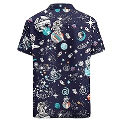 HUGLAZY Astronaut Space Hawaiian Shirts for Men