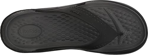 Crocs Unisex LiteRide Flip Flops Adult Sandals, Black/Slate Grey