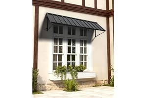 GDPFN 81x24 Inch Metal Awning for Door Entrance, Heavy-Duty Window Awning with Adjustable Angle, Weather-Resistant Outdoor Porch Door Awning for Front Doors, Windows, Porches, Balconies, Black