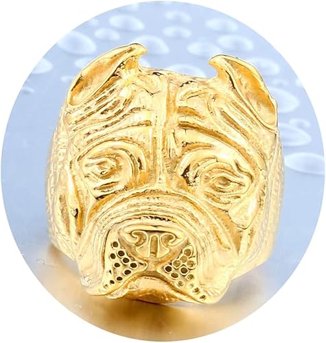 Amazon Adisaer ステレンスチール メンズ リング パンク風 クラシック 犬型 リング ゴールド プロポーズ 記念日 結婚用 婚約指輪 Size 26 リング 通販