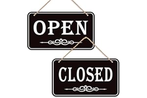 LUHIMO Open Closed Signs for Business, 12x6.7 Waterproof Double Sided Come In or Closed Hanging Sign, Business Open and Closed Hours Flip Sign for Stores Restaurants Bars Shops Door Window