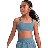 CRZ YOGA Girls Softness Mold Butterluxe Cross Sports Bra - Yoga Athletic Casual Double Spaghetti Strap Scoop Neck Kids Teen