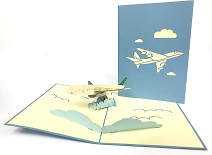 Carte De Vœux Pop Up En Forme D Avion Bleu Pour Anniversaire De Naissance Paques Fete Des Meres Remerciements Saint Valentin Mariage Cartes Postales En Papier Kirigami Amazon Fr Fournitures De Bureau