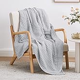 Love's cabin 6 Layer 100% Cotton Muslin Blanket, 60"x80" Twin Muslin Blanket for Couch Bed, Lightweight and Breathable Cotton Gauze for Adult, Light Grey