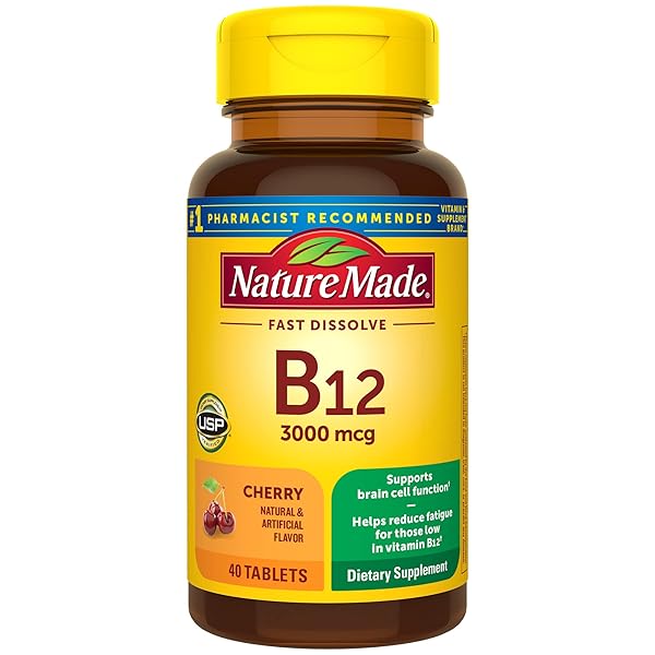 NATURE MADE VITAMIN B12 3000 MCG, EASY TO TAKE SUBLINGUAL B12 FOR ENERGY METABOLISM SUPPORT, 40 SUGAR FREE FAST DISSOLVE TABLETS, 40 DAY SUPPLY