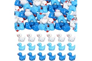 120pcs Mini Snowflake Resin Ducks, Cute Small Tiny Winter Christmas Resin Miniatures Animals for Fairy Garden Landscape Dollh