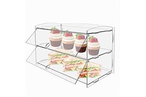 CHOLISM Acrylic Pastry Display Case, 2 Tray Commercial Countertop Bakery Display Case , 19.2x9x10.5 inch Acrylic Bread Display Box