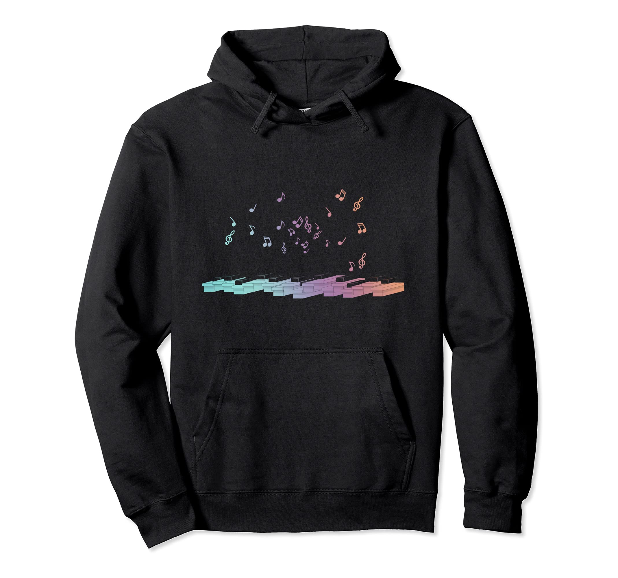 Colorful Music Notes Keyboard Pianist Music Instrument Piano Pullover Hoodie