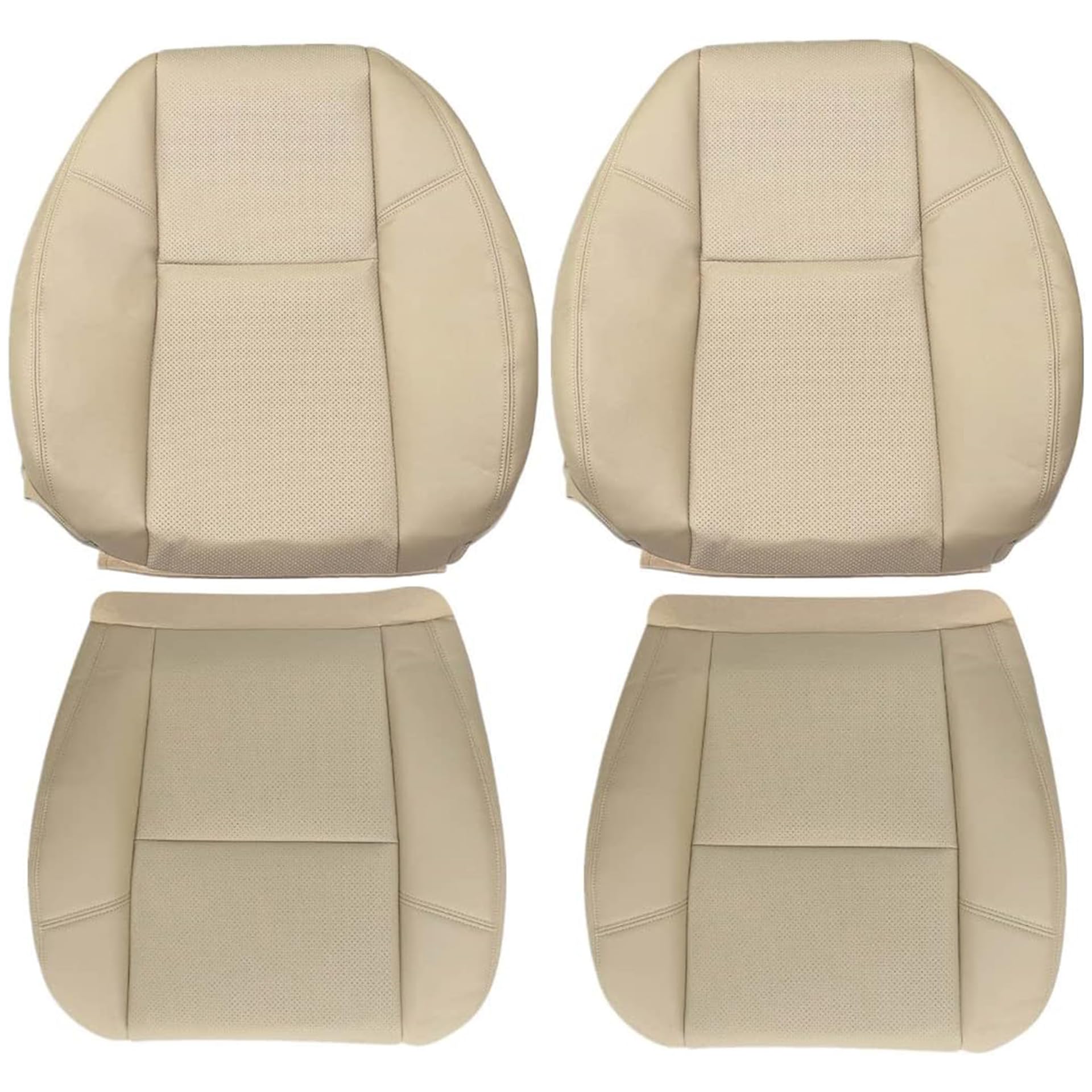 Photo 1 of GXARTS Driver and Passenger Side Bottom Lower and Top Lean Back Replacement Perforated Leather Seat Cover Tan Fit for Chevy Suburban Tahoe GMC Sierra Yukon Denali Cadillac Escalade 2007-2014