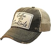 Vintage Life Funny Hats for Women and Girls, Distressed Trucker Baseball Cap with Sayings