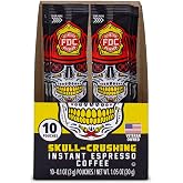 Fire Department Coffee Skull-Crushing Espresso Instant Coffee - 10 Packets | Gives Back to Firefighters - Dark Roast - Roasted in the USA - Veteran Owned