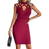 meilun Hight Neck Cut Out Bandage Dress Mini Formal Party Gowns Wedding Guest Dress for Women