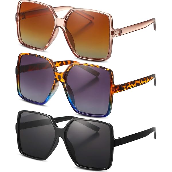 6 Pairs Oversized Square Sunglasses Retro Irregular Vintage Wide Shades for Amazon.com: Weewooday 6 Pairs Oversized Square Sunglasses  main image 4