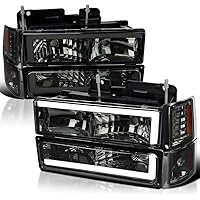 [LED DRL Strip] For 94-98 Chevy C10 C/K 1500 Headlight Bumper Corner Lamp Black - Foto 2