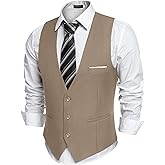COOFANDY Men's Suit Vest Slim Fit Formal Dress Waistcoat Casual Business Vests for Suit or Tuxedo