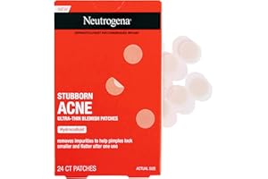 Neutrogena Stubborn Acne Ultra-Thin Blemish Dots, Pimple Patches for Face, Acne Patches, Ultra-Thin Hydrocolloid Facial Stickers, Overnight Use, Suitable for All Skin Types, 24 Count