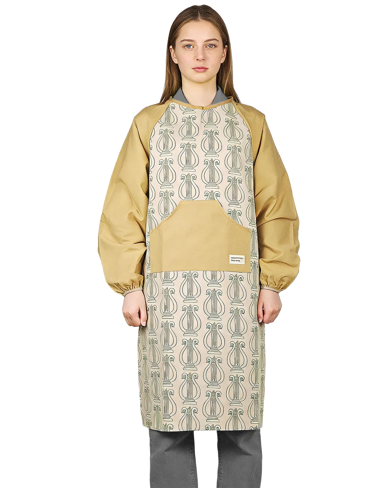 Small snail Unisex Artist Apron Cotton Floral Sleeved Apron for Men Women Painter Smock with Big Pocket for DIY Painting Pottery Garden Crafting