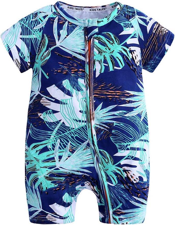 Summer Baby Boy Short Sleeve Pineapple Pajamas Cartoon Zipper Romper