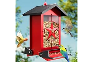 Squirrel Proof Bird Feeder, Metal Bird Feeders for Outdoors Hanging with Gravity Protection, 5LB Large Capacity Bird Feeder S