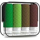 Travel Bottles for Toiletries, TSA Approved Silicone Travel Size Containers for Toiletries, BPA Free Leak Proof Refillable Essentials Accessories, Shampoo and Conditioner Bottles (Forest Green)