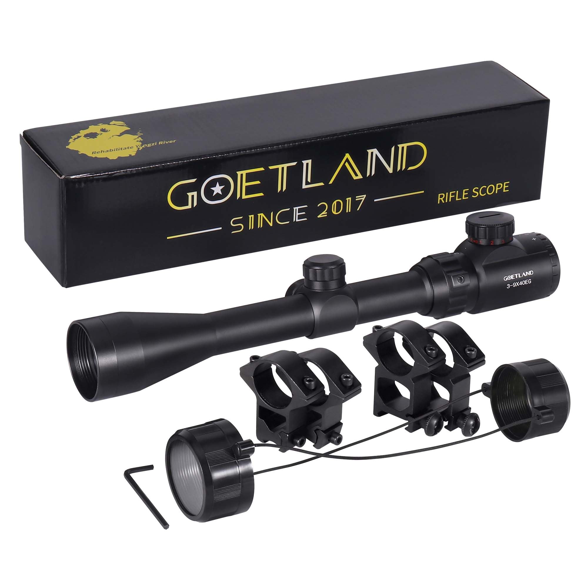 Goetland Air Rifle Scope 3-9x40 EG Red Green Illuminated Crosshair SFP Mounts for Air Gun Airsoft Crossbow Hunting Tactical