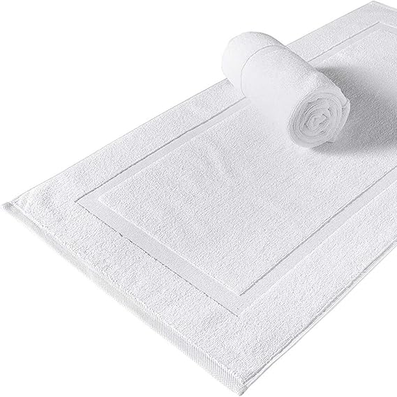 White Spindle Luxury Bath Mat Floor Towel Set Absorbent