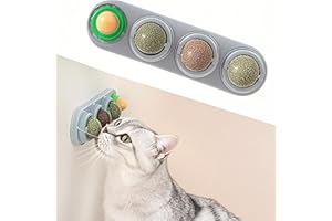 JXITON 4 Pack Catnip Balls for Cats Wall,Edible Cat Toys with Catnip Silvervine Gall Fruit Flavors Energy Ball for Lick Dental Teeth Cleaning Cats Wall