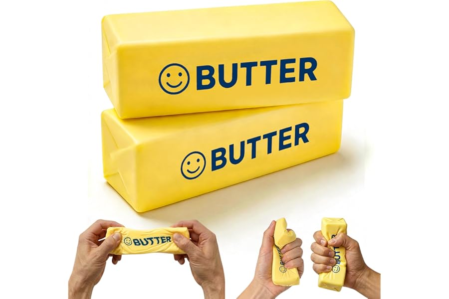 2 PCS Slow Rising Butter Squishy Toys, Soft Squeeze Stress Relief for Office and Home, Sensory Fidget for Anxiety Relief and Focus, Butter Color