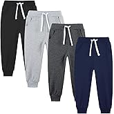 Avsead 4 Pack Toddler and Kids Boys Sweatpants Joggers Cotton Active Soft Joggers Pants with Functional Drawstring 2-14Y