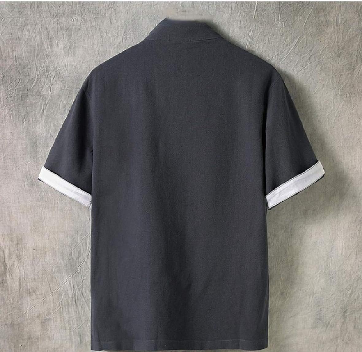 Losait Men Frog-Button Linen Blend Chinese Style Lightweight Shirts