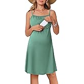 Ekouaer Womens Sleeveless Nursing Dress Summer Breastfeeding Dresses Adjustable Strap Maternity Clothes Green XL