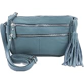 Cowhide Leather Women's Shoulder Purse Small Cross Body Organizer Bag with Many Pockets