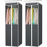 Univivi Garment Bags for Hanging Clothes, 2 Pack Large Clothes Storage Bags Closet Organizer with Clear Window, Premium Hanging Garment Storage Bag for Suits, Coats, Dresses, 54" (Dark Grey)