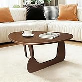 Mid Century Modern Solid Wooden Coffee Table,Small UniqueTriangle Wood Center Tables, Sturdy TeaTable Suitable for Living Room Bedroom Balcony Patio Walnut