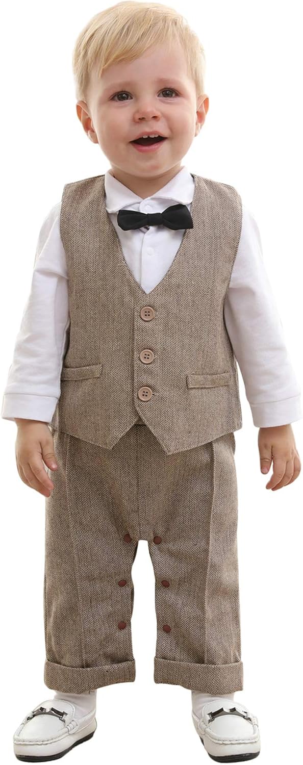 Chapeau Costume Manteau Gentleman en Coton de Baptême Noël ...